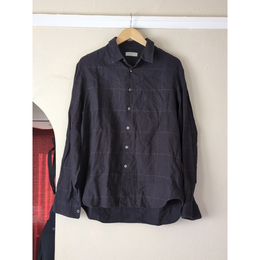 Tomorrowland‎ Japan Flannel Like Spread Collar Button Shirt Black Sz Large